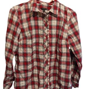 Talbots Red Plaid Metallic Thread shirt LP